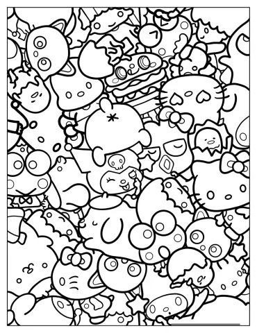 Full Page Sanrio Friends Coloring Page For Kids