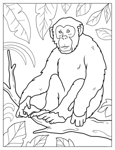 Coloring Page Of Young Chimpanzee