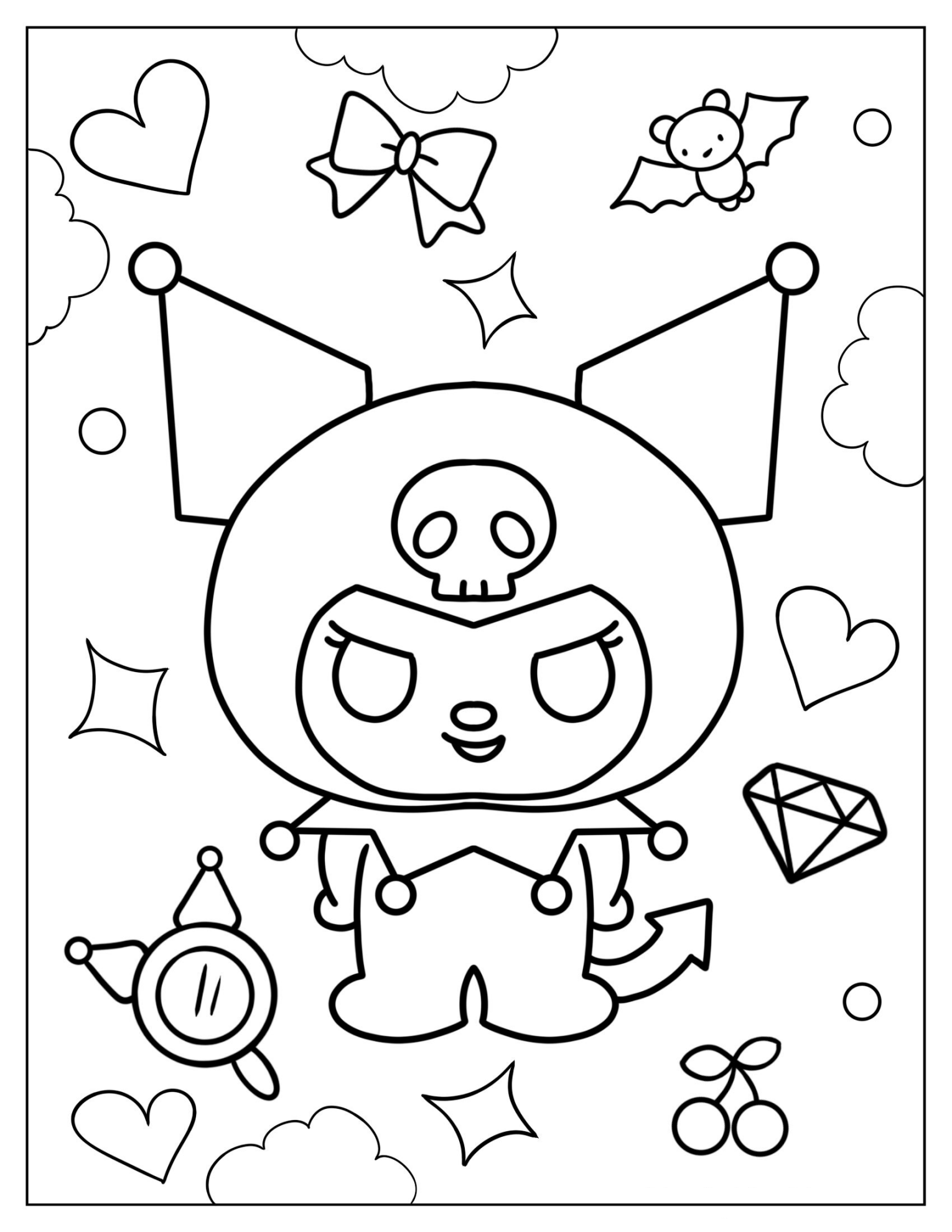 Chibi Kuromi With Bats And Hearts