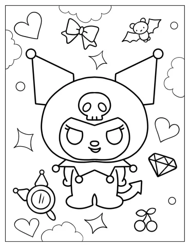 Chibi Kuromi With Bats And Hearts