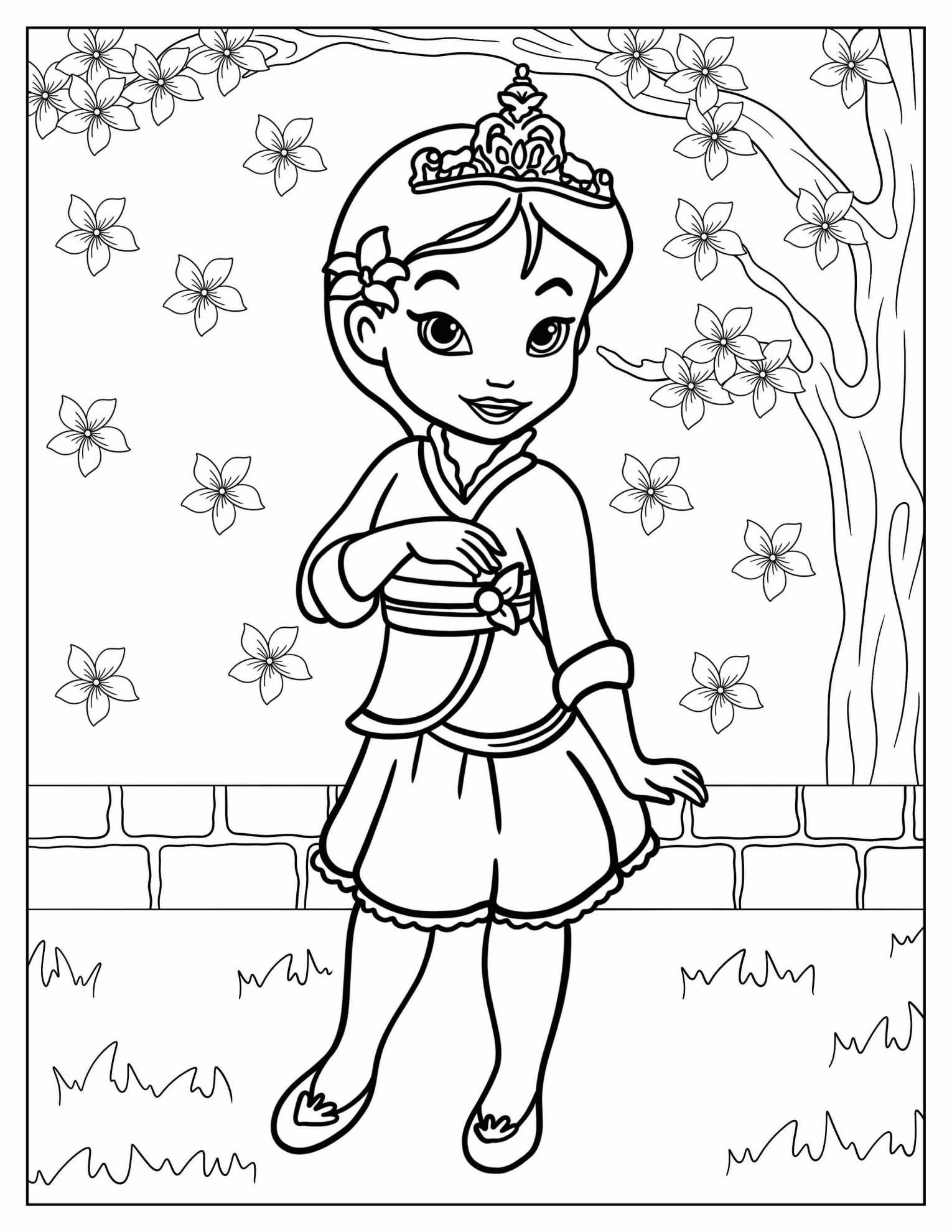 Young Mulan Under Cherry Blossom