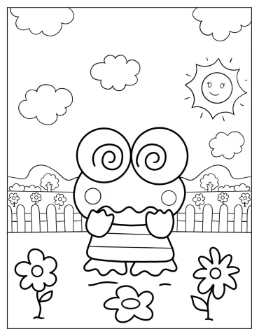 Dizzy Keroppi Standing Under The Sun Coloring Page
