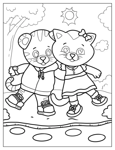 Daniel Tiger With Katerina Kittycat Coloring Sheet