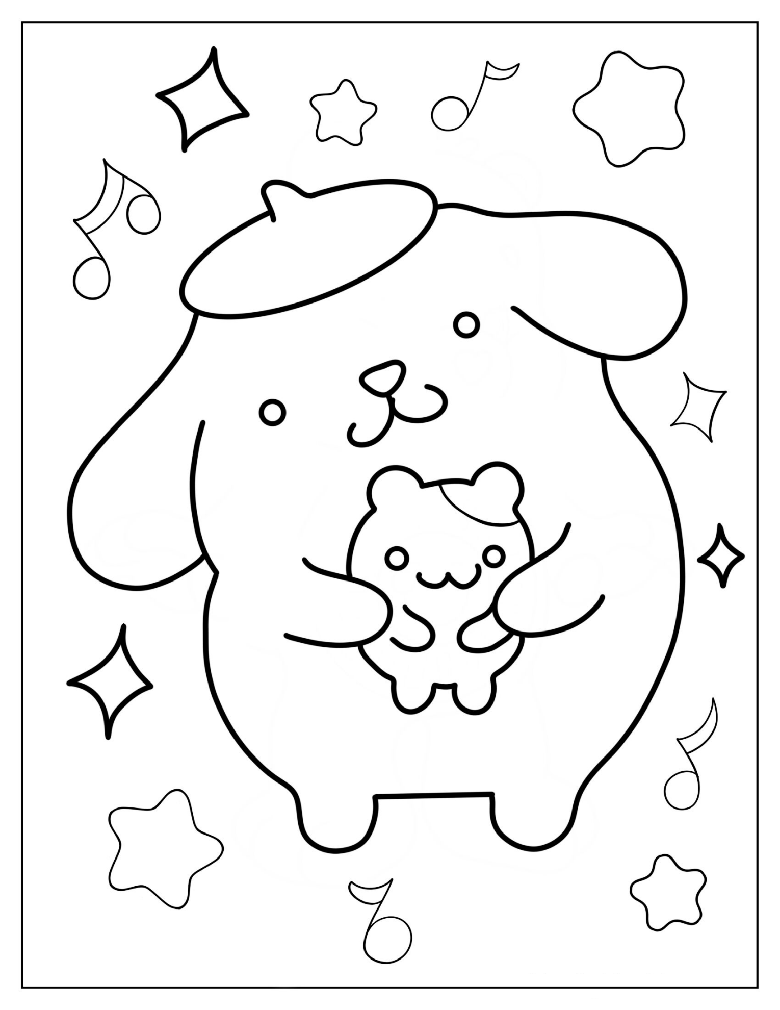 Pompompurin Hugging Muffin Coloring Page For Kids