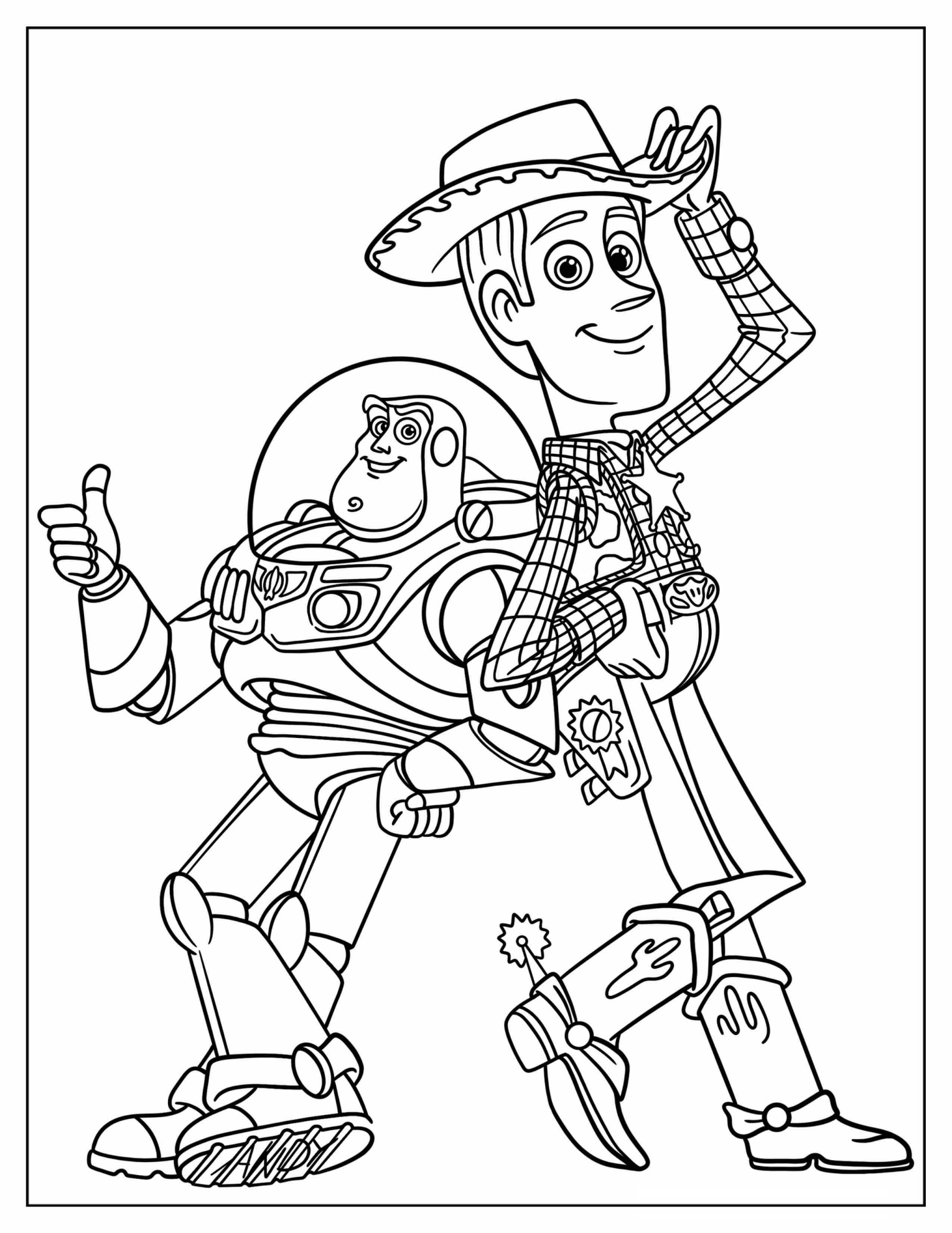 Woody And Buzz Lightyear Coloring Page For Kids