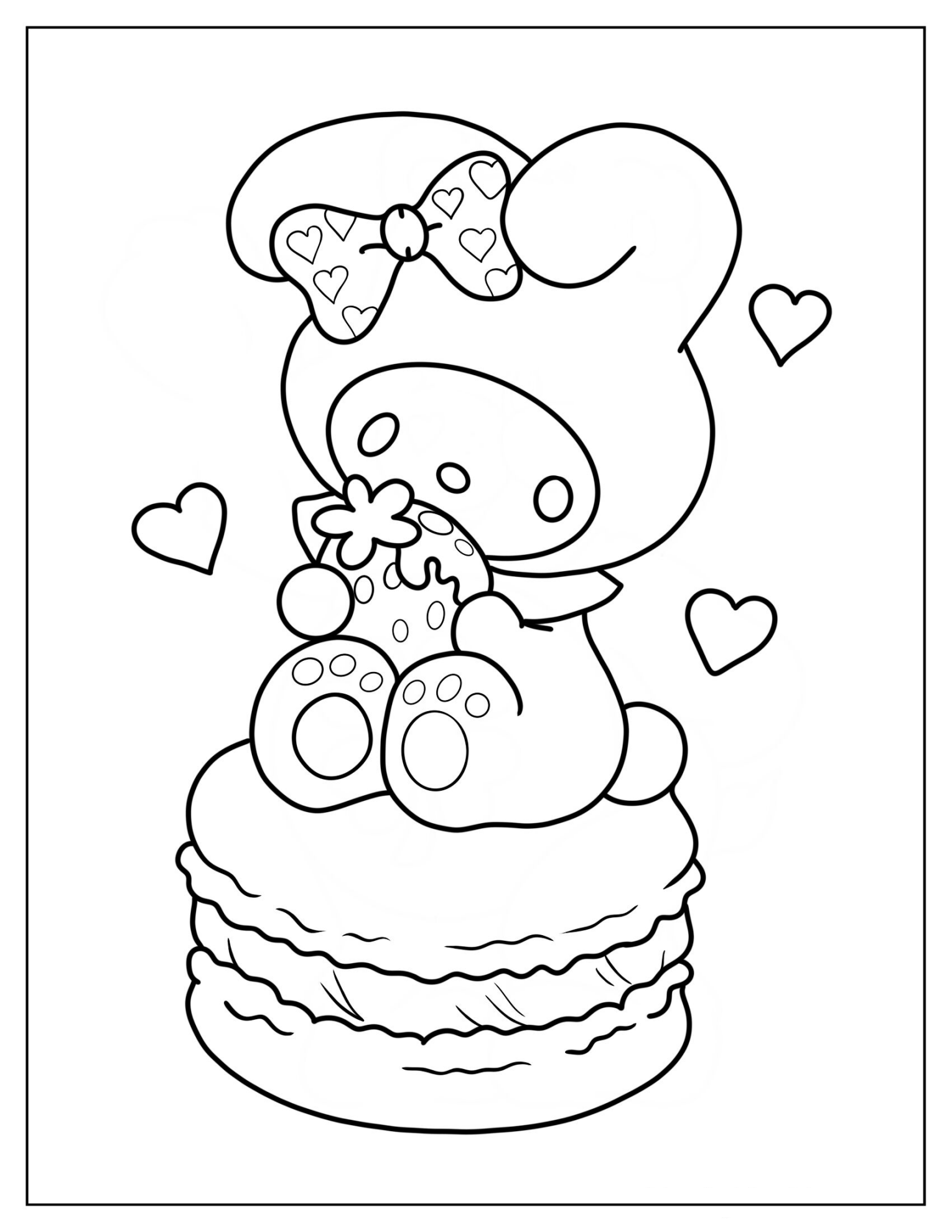 My Melody Sitting On Top Of Macaron