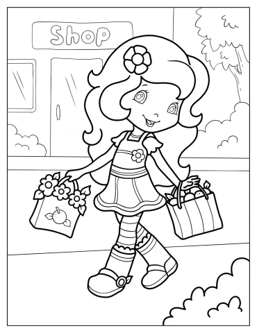 Orange Blossom Shopping Coloring Page