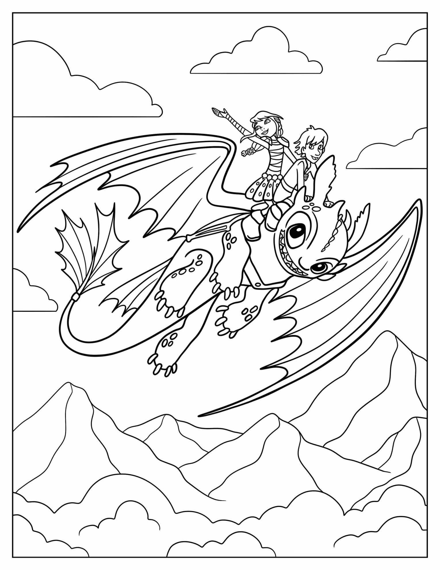 Hiccup And Astrid Riding Toothless