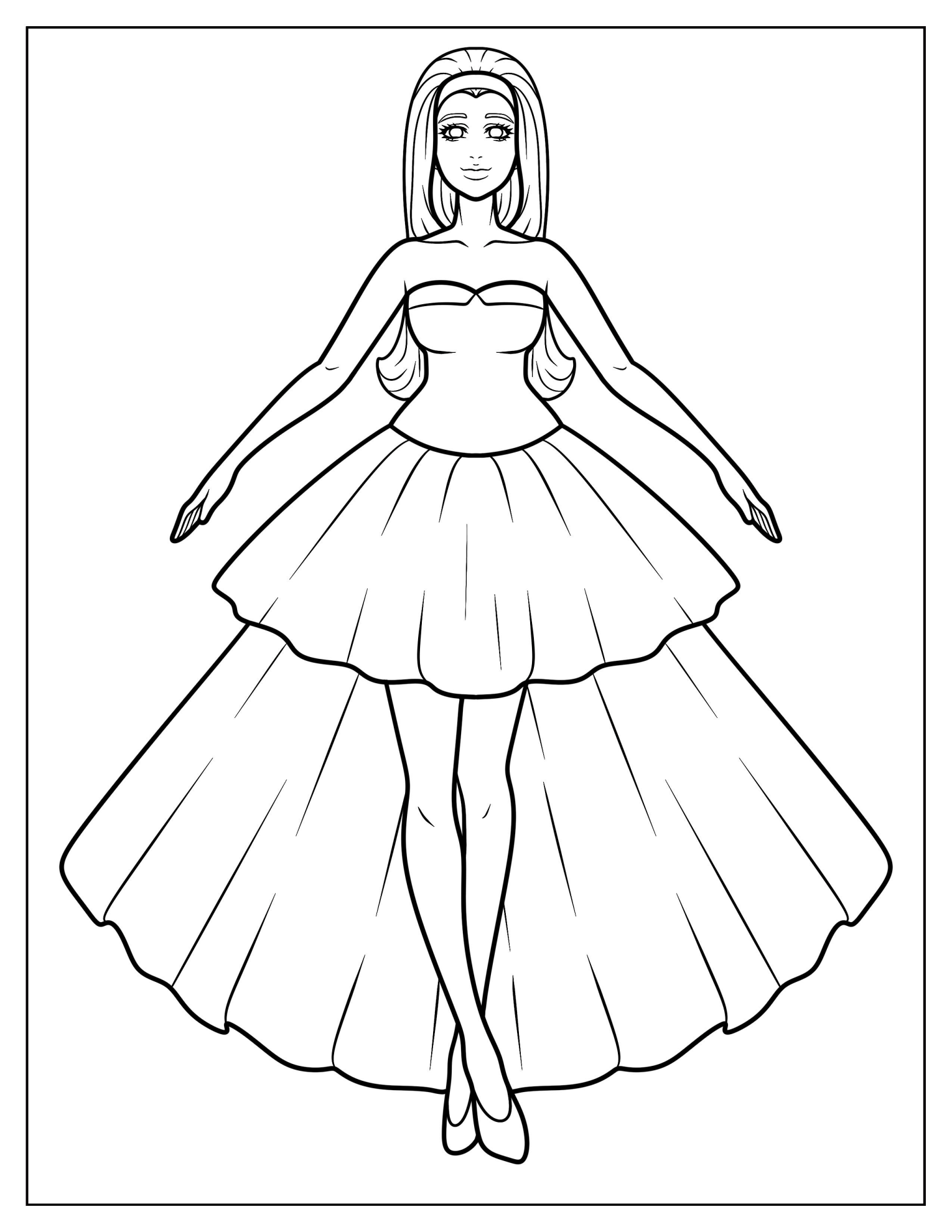 Short Tube Dress With Long Overskirt Coloring Sheet