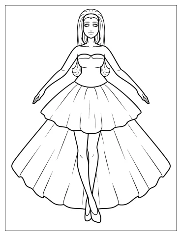 Short Tube Dress With Long Overskirt Coloring Sheet