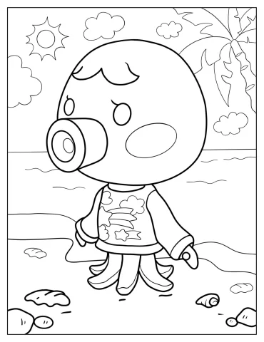 Animal Crossing Marina Amiibo At The Beach Coloring Sheet