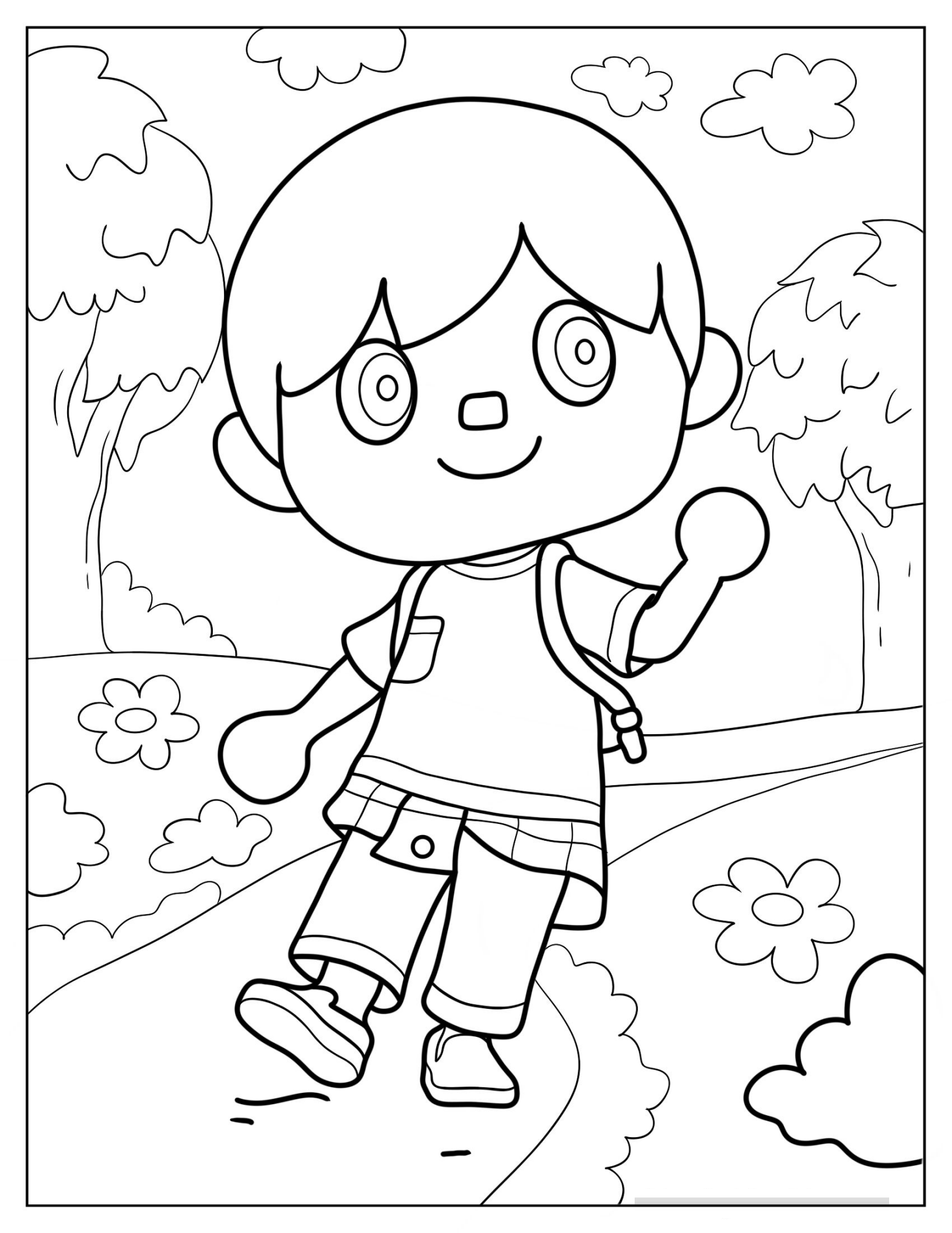 Boy Villager In Animal Crossing Coloring Sheet