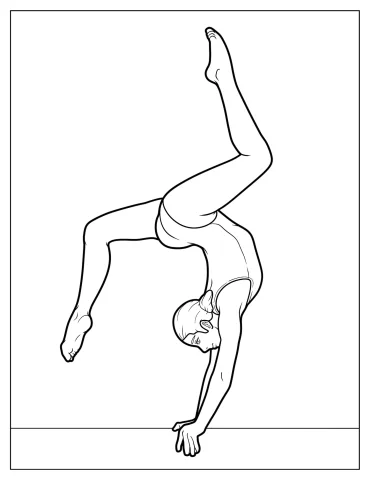 Young Gymnast On Balance Beam Coloring Sheet