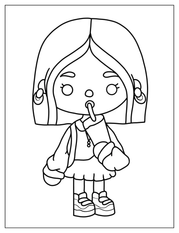 Toca Boca Charli D Amelio Drinking Boba Tea Coloring Sheet