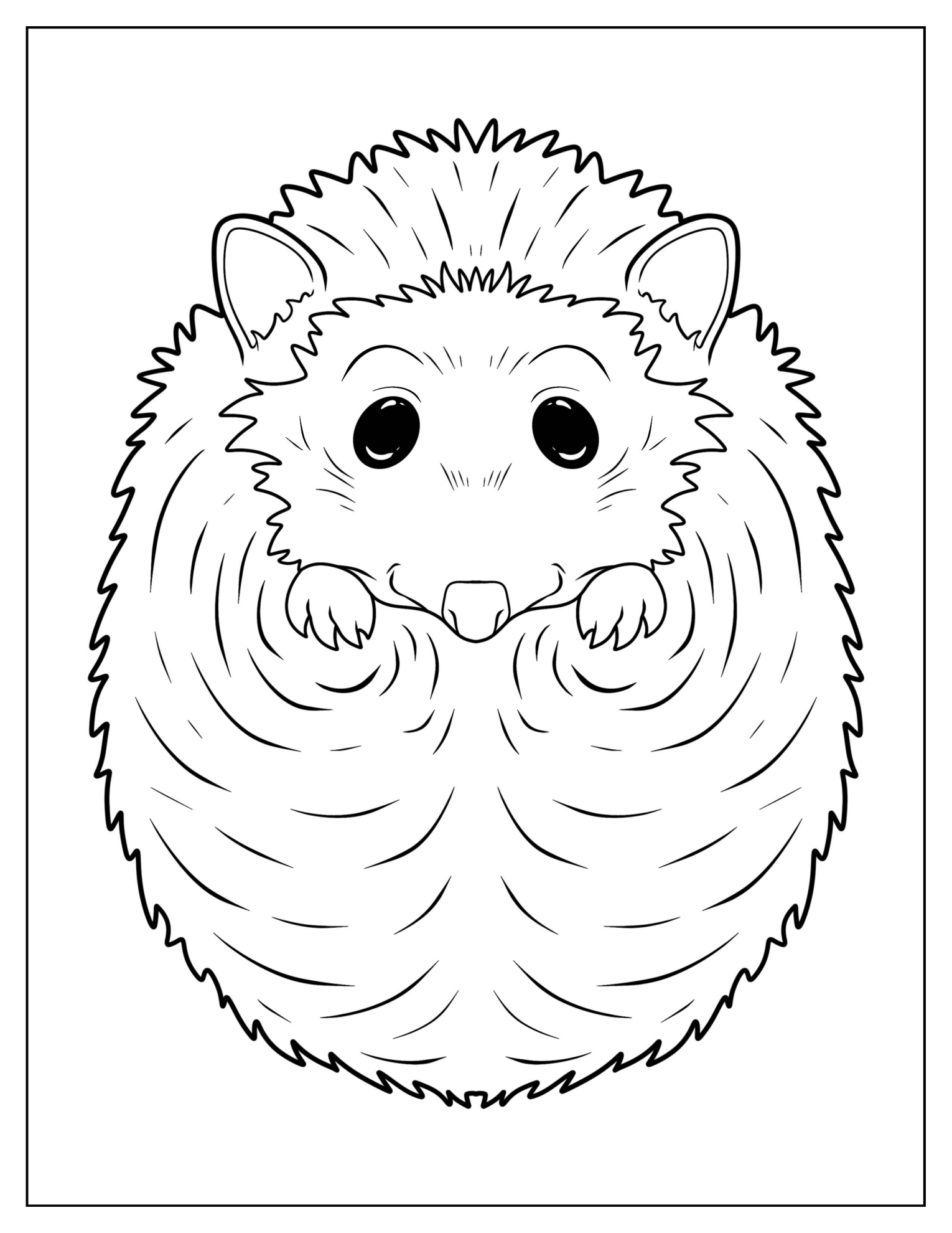 Furry Hedgehog Smiling Coloring Page
