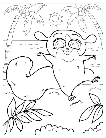Mort The Mouse Lemur In Madagascar Coloring Sheet