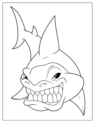 Scary Cartoon Shark Showing Teeth