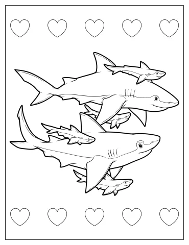Blacktip Sharks Family Coloring Sheet