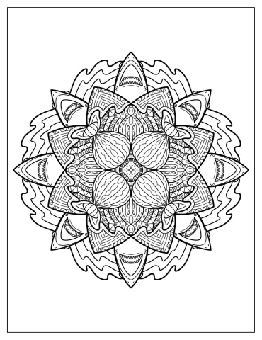 Intricate Shark Mandala Coloring Page