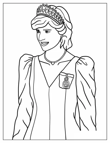 Realistic Princess Diana Coloring Page