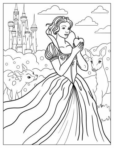 Realistic Snow White Holding Apple