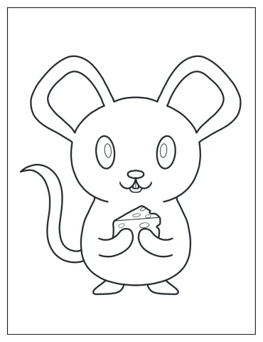 Simple Mouse Coloring Page For Kids