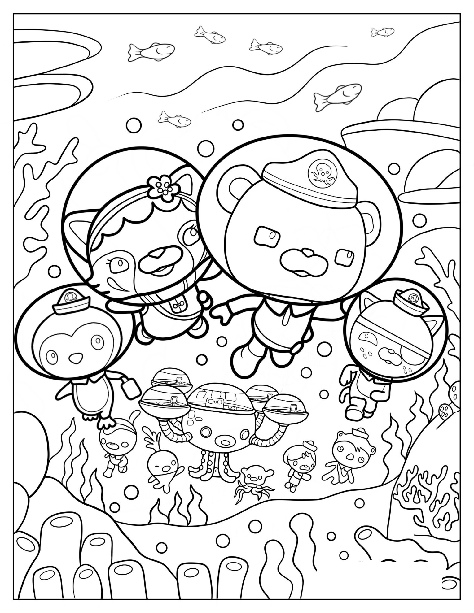 Captain Barnacles, Min, Peso Penguin, and Kwazii Underwater