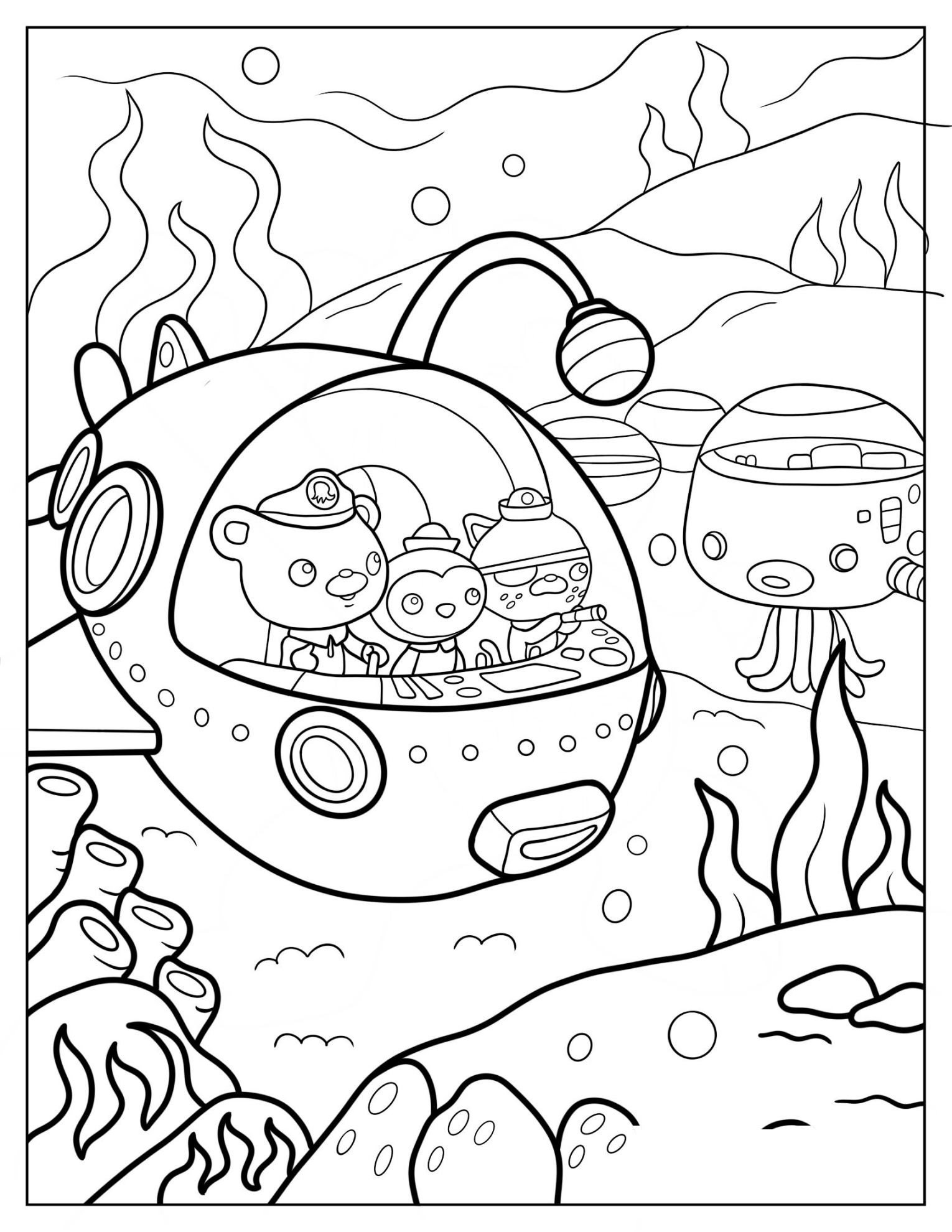 Octonauts In Octopod Coloring Sheet