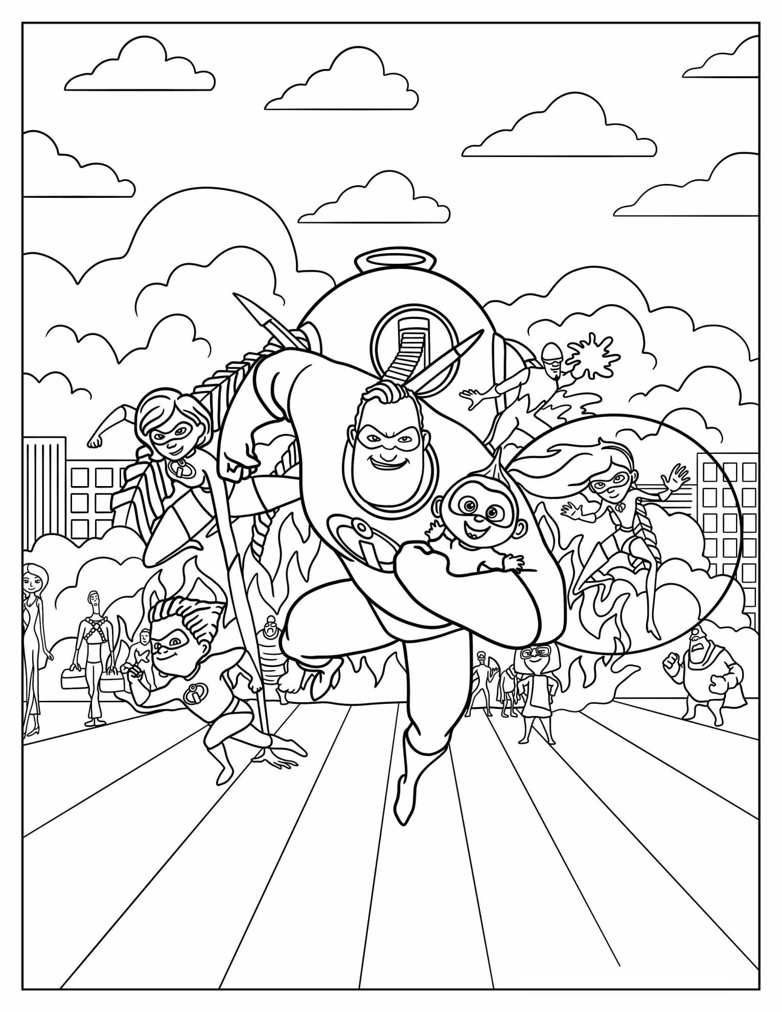 Incredibles Family Fighting Villains With Other Superheroes