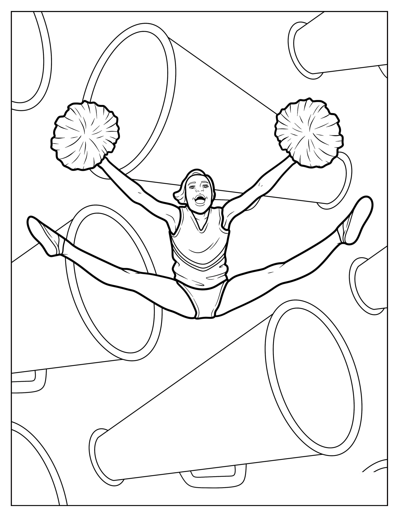 Cheerleading Jump Split Coloring Sheet