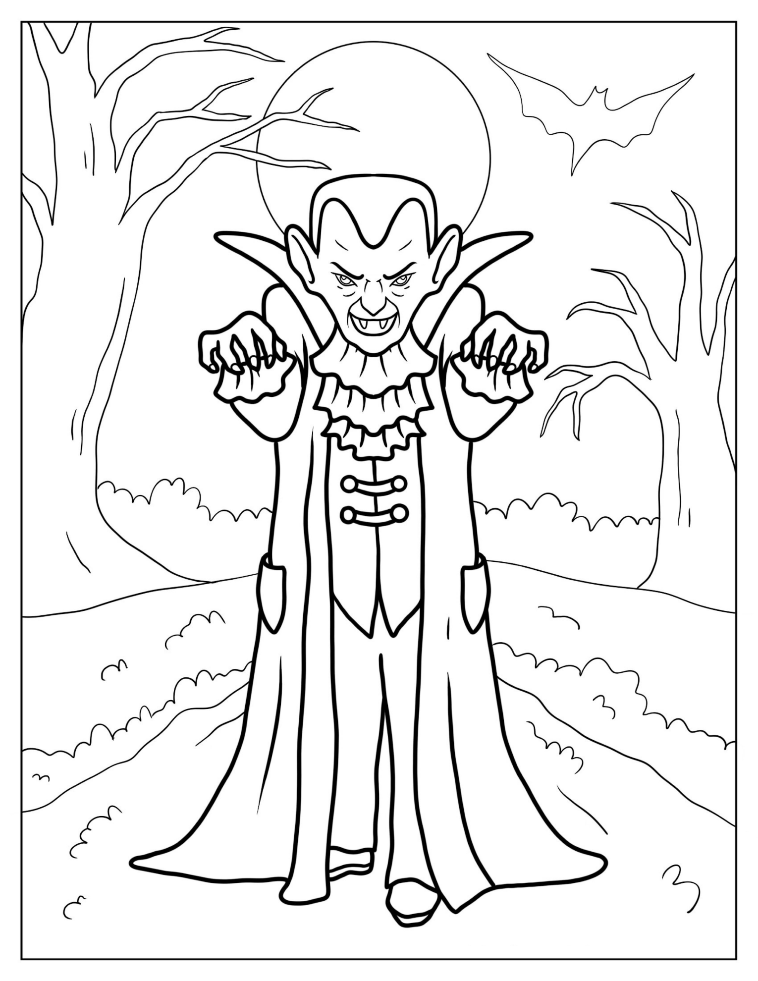 Undead Scary Looking Vampire In Graveyard