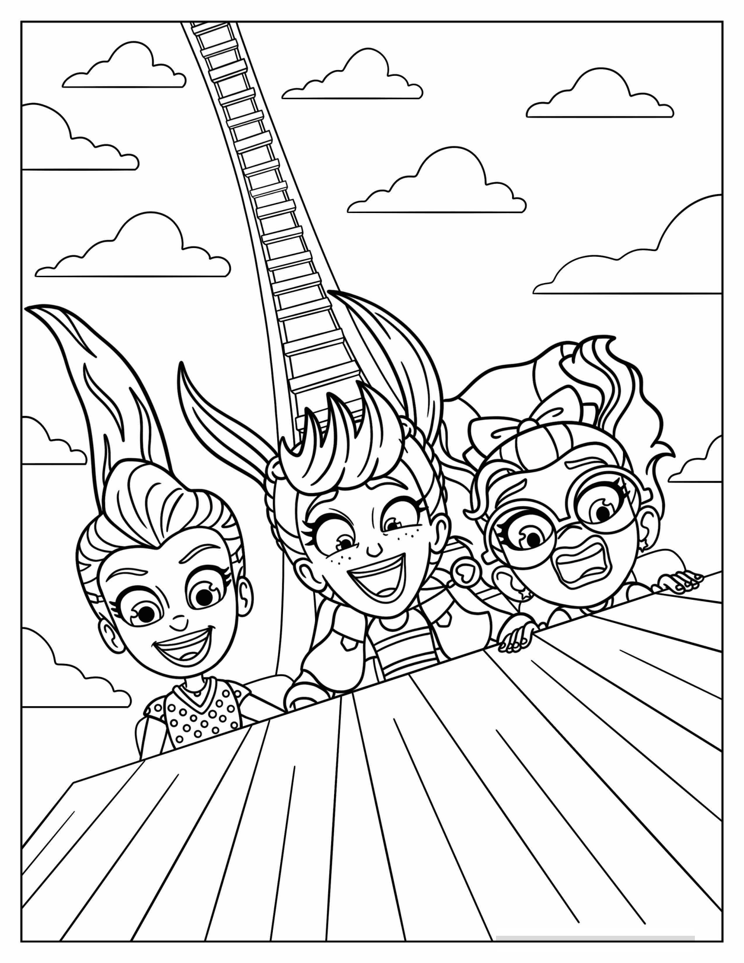 Polly Pocket Riding Rollercoaster With Lila And Shani Coloring Sheet