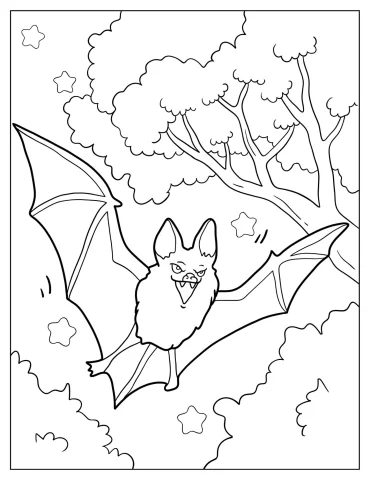 Angry Bat Flying And Showing Fangs
