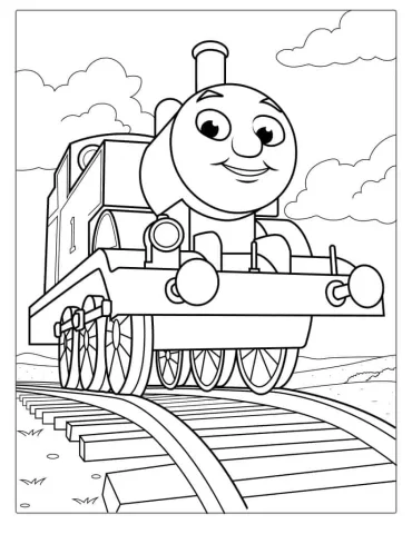 Smiling Thomas The Tank Engine Coloring Picture