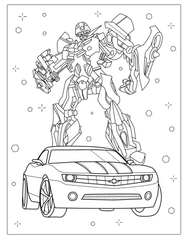 Bumblebee Transformer With Camaro Coloring Page
