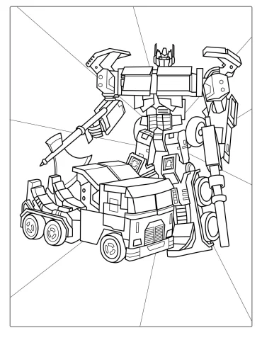 Optimus Prime And Truck Coloring Sheet