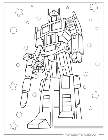 Simple Outline Of Optimus Prime Coloring Page