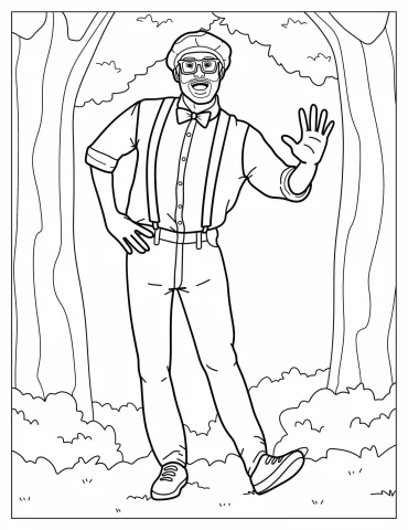 Smiling Blippi In Overalls To Color
