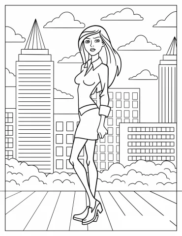 Adult Gwen Tennyson In The City Coloring Page