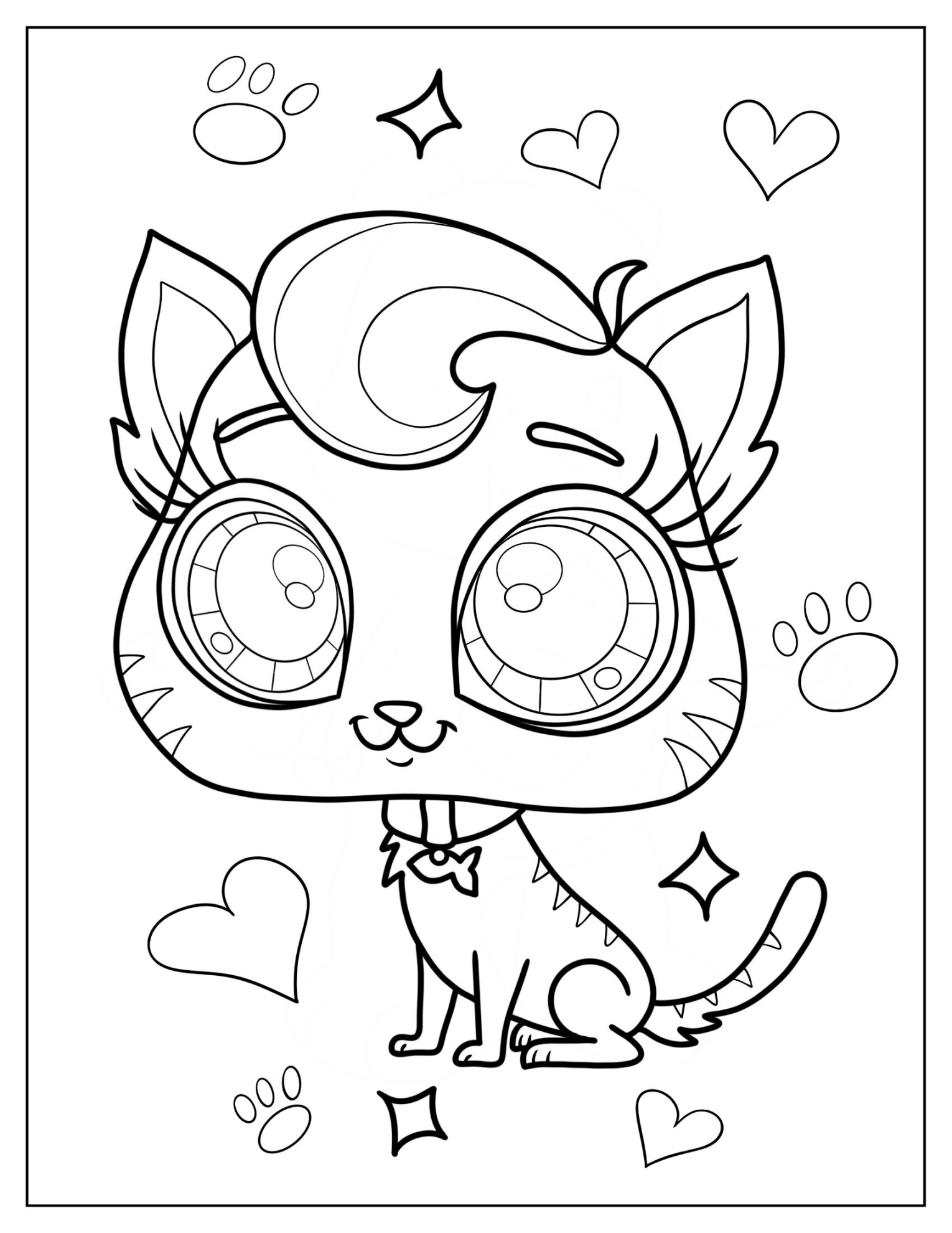 Kawaii Meow Meow Littlest Pet Shop Coloring Page For Preschoolers