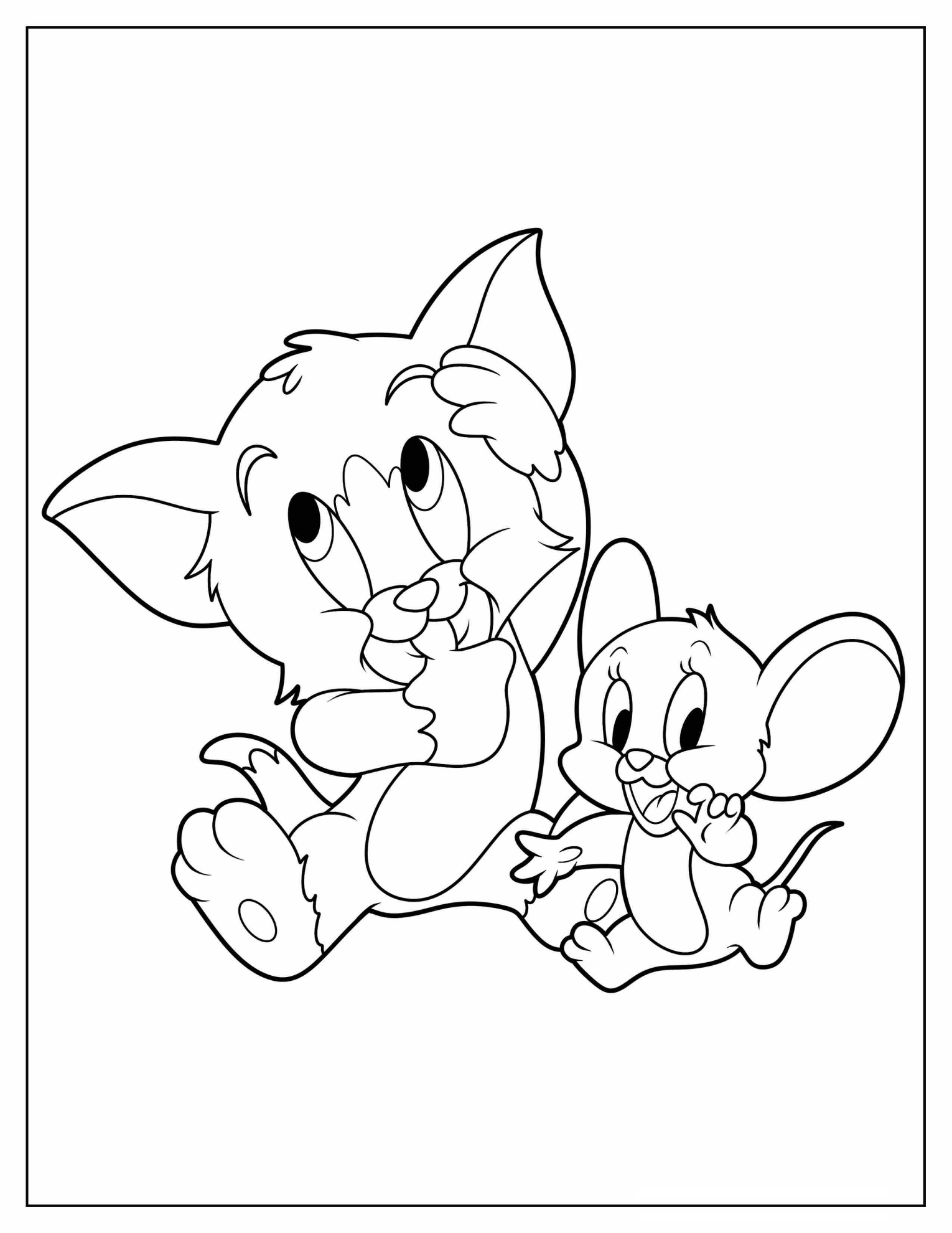 Kawaii Outline of Baby Tom and Jerry