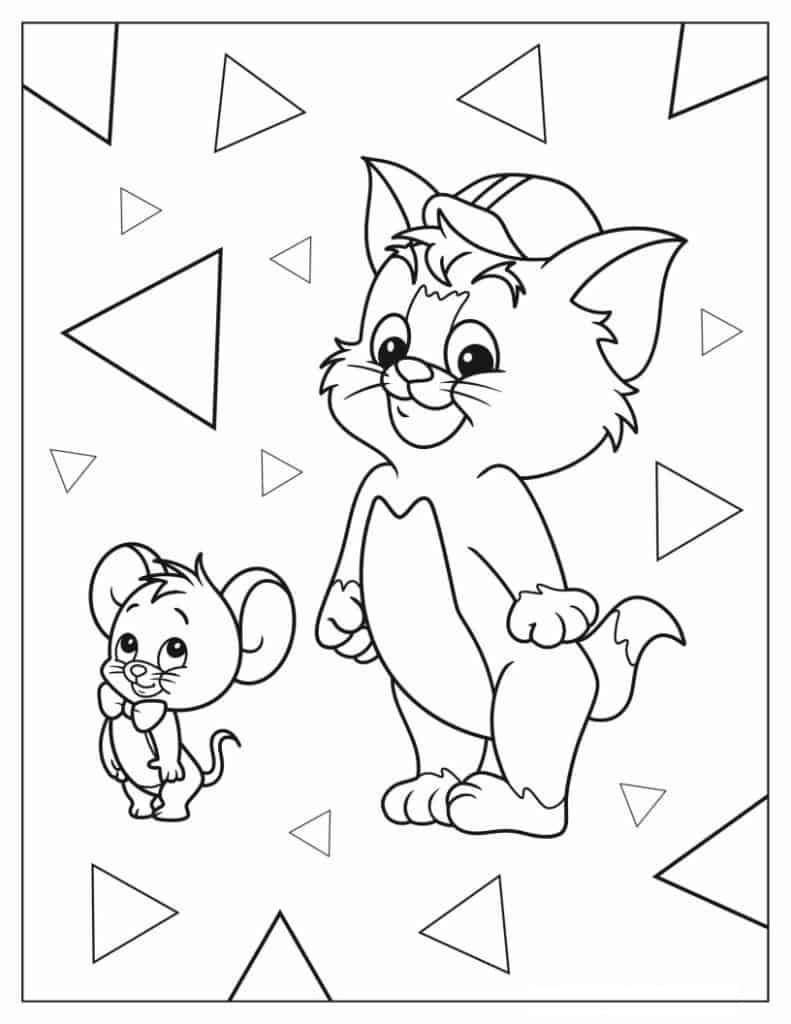 Cute Coloring Sheet of Young Tom and Jerry