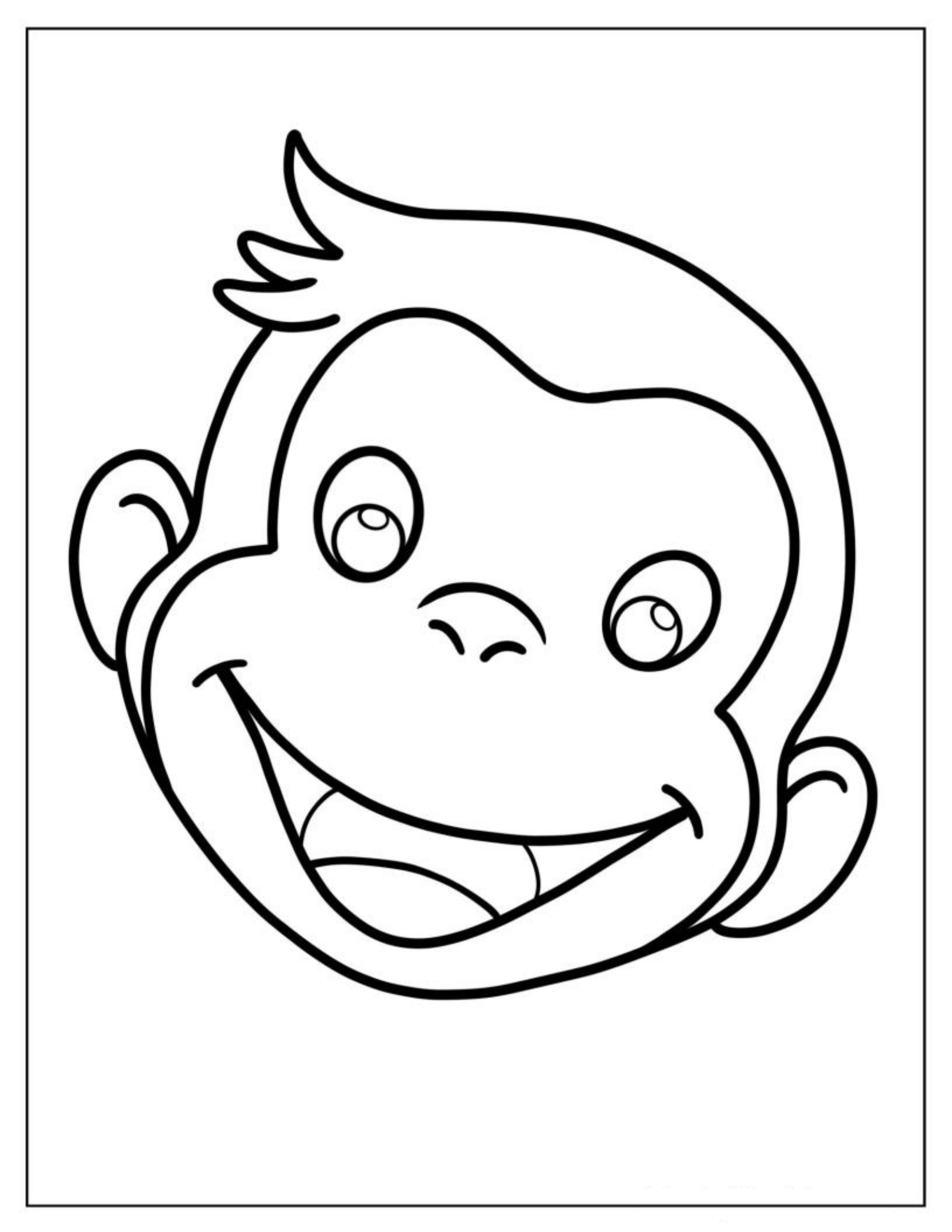 Curious George Face Coloring Page