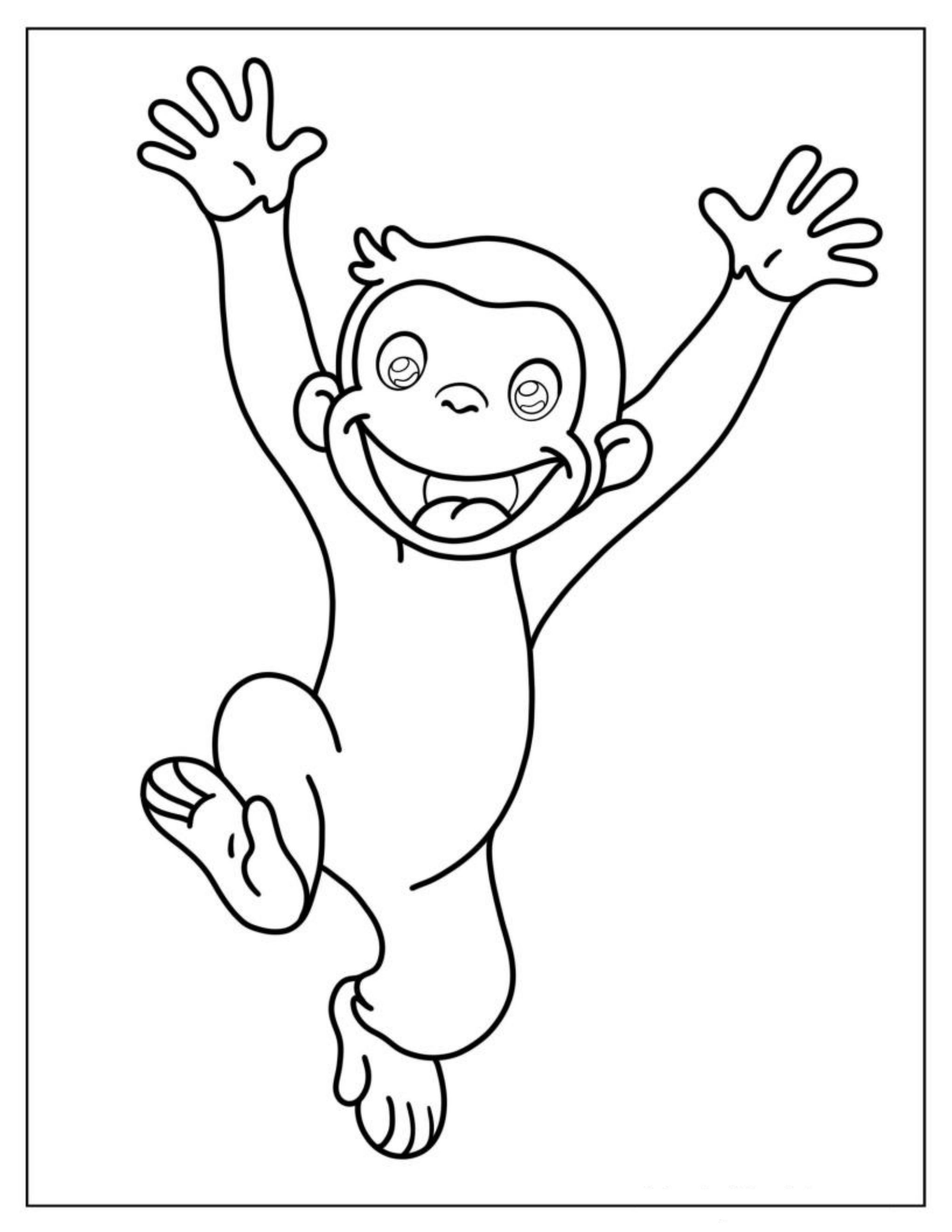 Simple Outline Of Curious George For Preschoolers