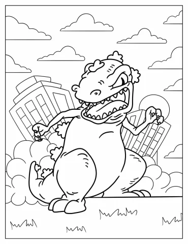 Scary Reptar Destroying City