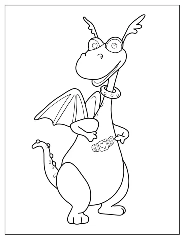 Stuffy The Dragon Wearing Bandage On Chest Coloring Page