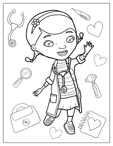 Doc McStuffins Waving Coloring Sheet