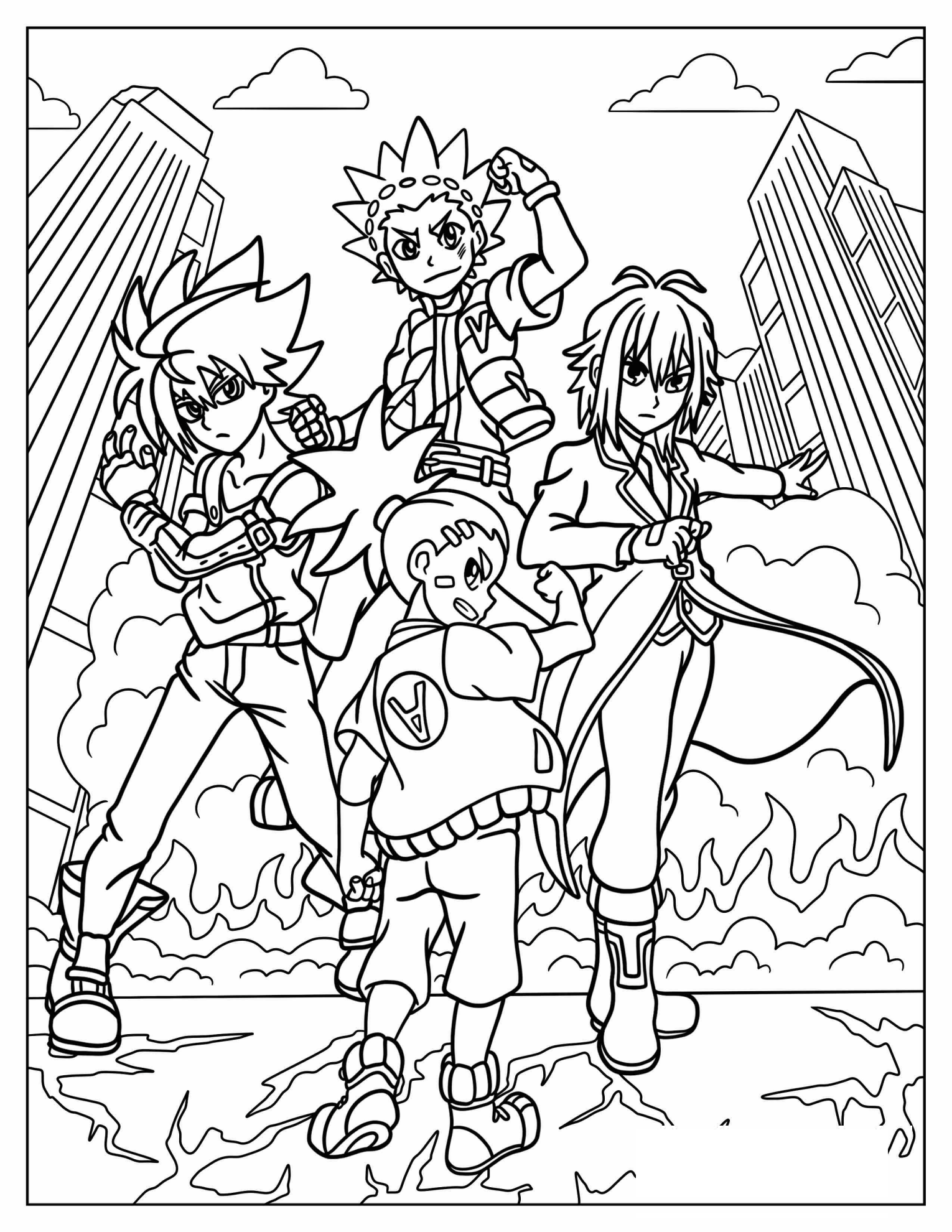 Valt, Shu, Free, And Aiger Coloring Sheet
