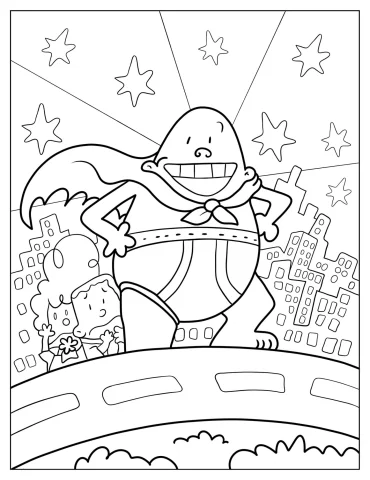 George And Harold Looking Worried Behind A Smiling Captain Underpants