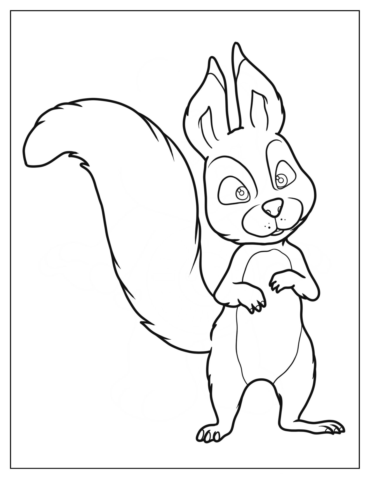 Masha And The Bear Squirrel Coloring Sheet For Preschoolers